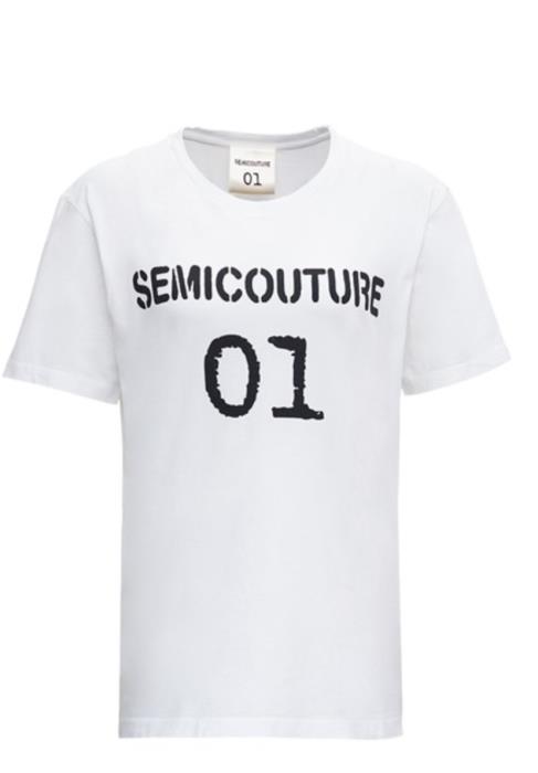 Semicouture, t-shirt con logo, bianco