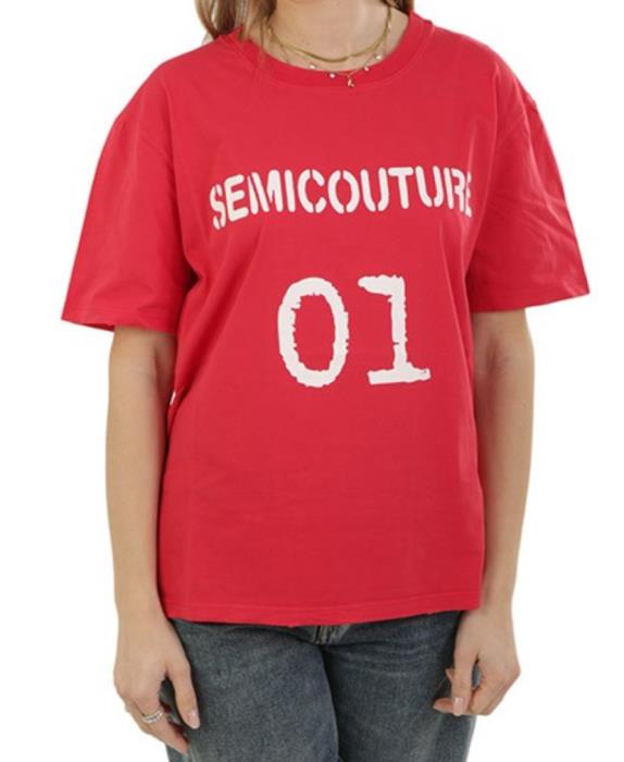Semicouture, t-shirt con logo, rosso