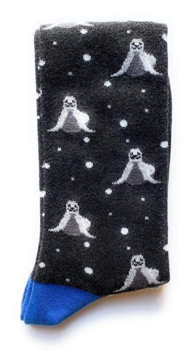 Gallo, calze stampa foche, colore grigio.