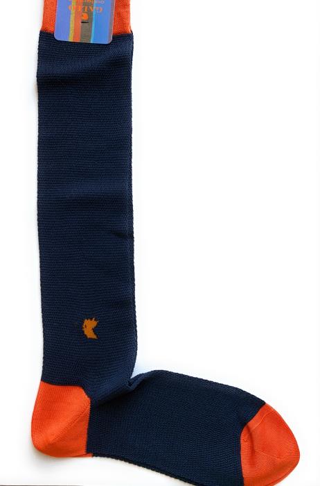 Gallo, calze in piquet blu-arancio